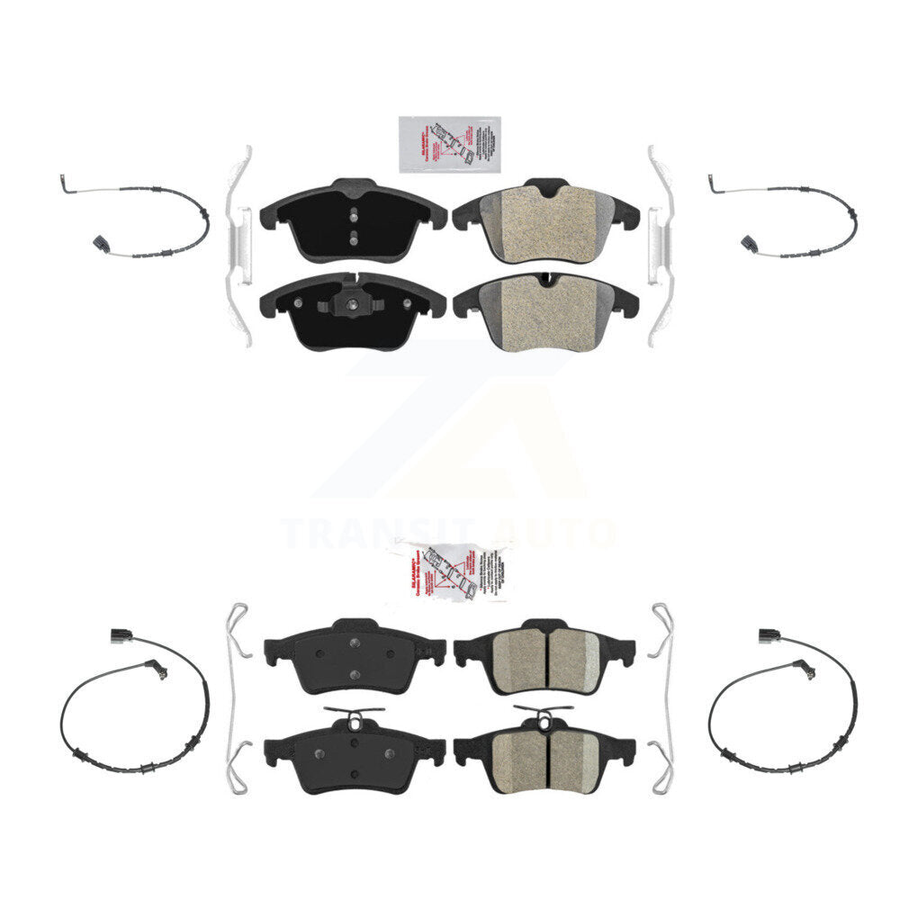 Ceramic Disc Brake Pads And Wear Sensors Front Rear Kit For Jaguar XF