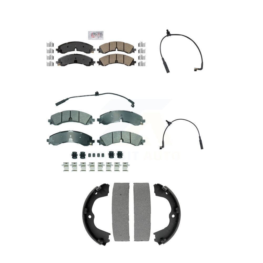 Ceramic Brake Pads Extra Wear Sensor Front Rear Kit (5Pc) For GMC Chevrolet 2500