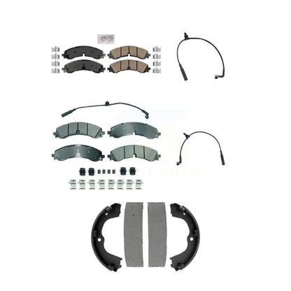 Ceramic Brake Pads Extra Wear Sensor Front Rear Kit (5Pc) For GMC Chevrolet 2500