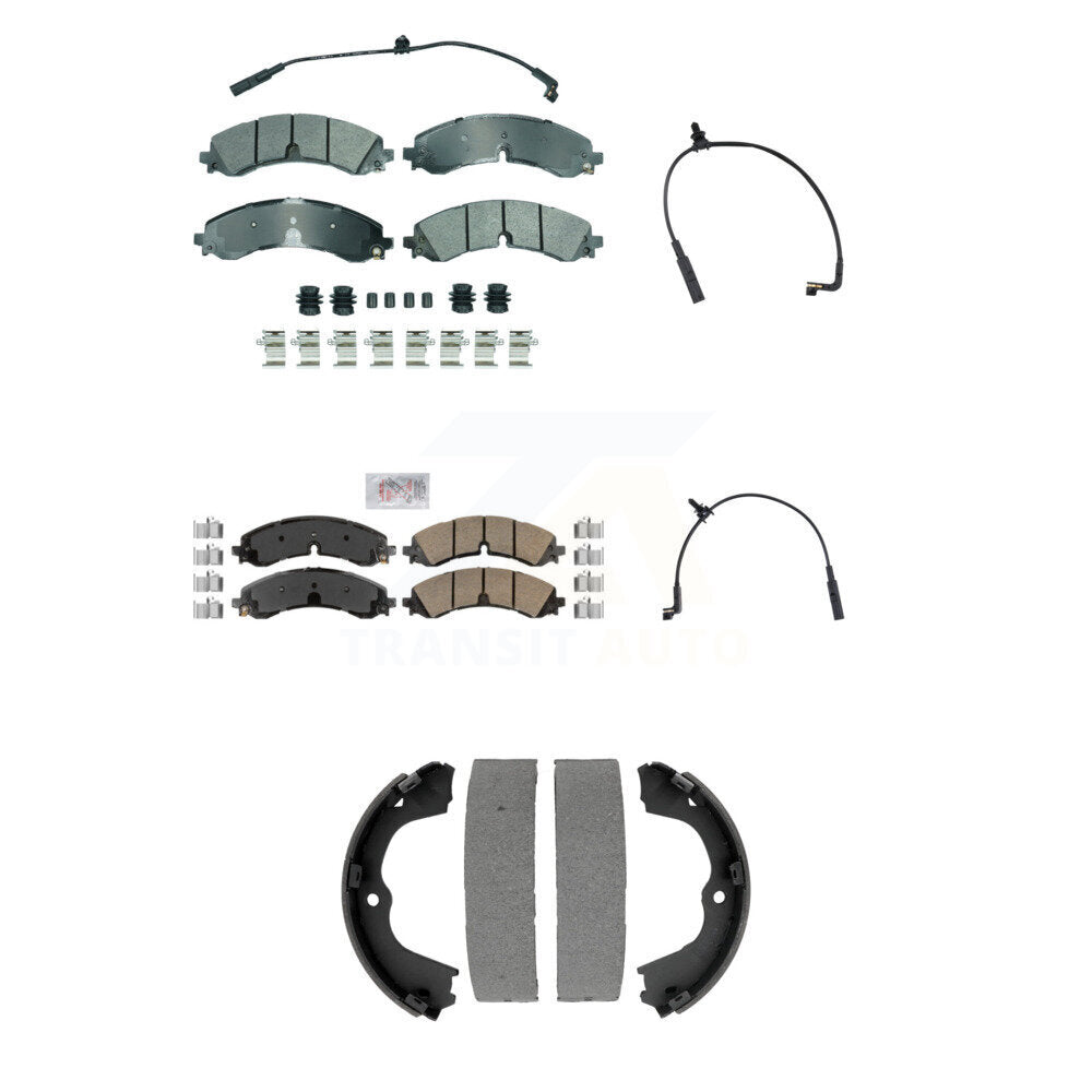 Ceramic Brake Pads Extra Wear Sensor Front Rear Kit (5Pc) For GMC Chevrolet 2500