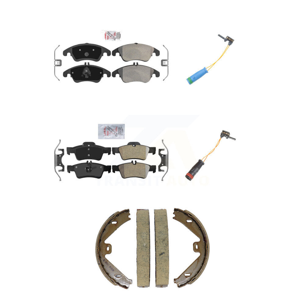 Ceramic Disc Brake Pad & Wear Sensor Front Rear Kit (5Pc) For Mercedes-Benz E400