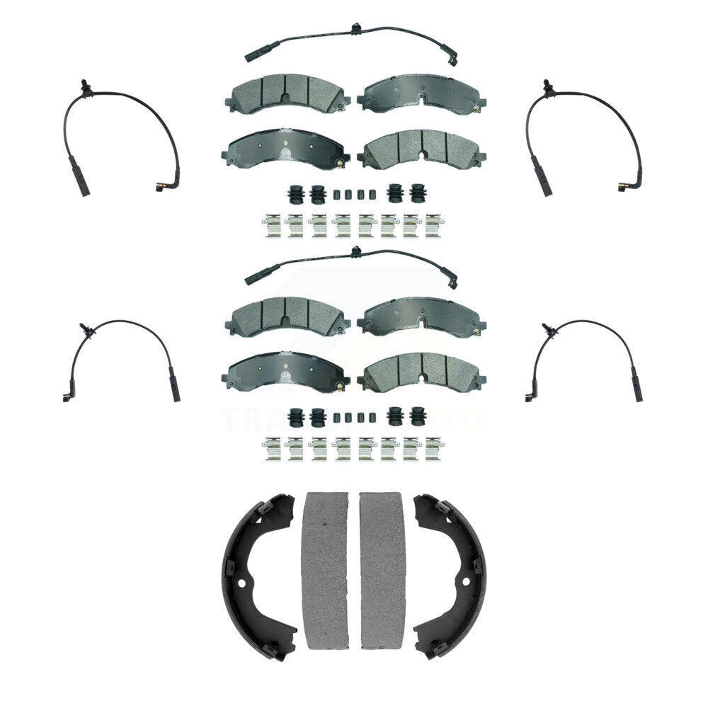 Ceramic Brake Pads Extra Wear Sensor Front Rear Kit (7Pc) For GMC Chevrolet 2500