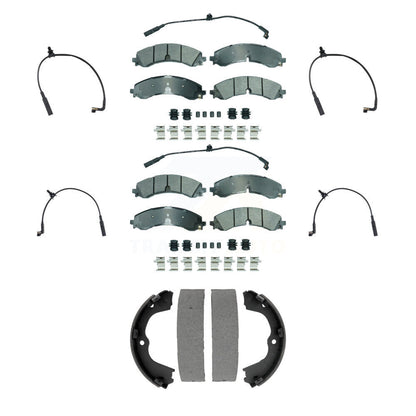 Ceramic Brake Pads Extra Wear Sensor Front Rear Kit (7Pc) For GMC Chevrolet 2500