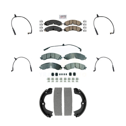 Ceramic Brake Pads Extra Wear Sensor Front Rear Kit (7Pc) For GMC Chevrolet 2500