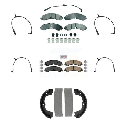 Ceramic Brake Pads Extra Wear Sensor Front Rear Kit (7Pc) For GMC Chevrolet 2500
