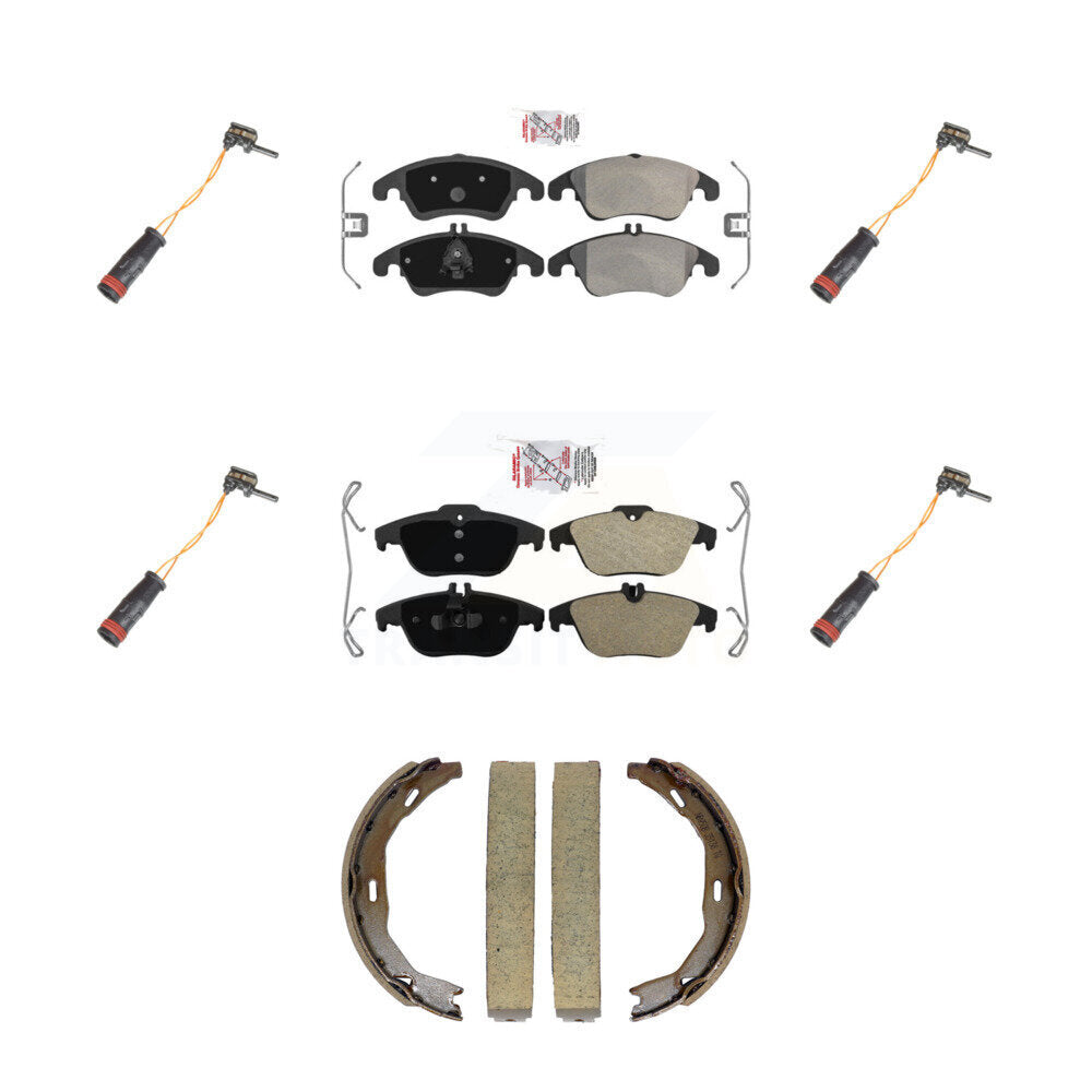 Ceramic Brake Pad & Wear Sensor Front Rear Kit (7Pc) For Mercedes-Benz C300 C350