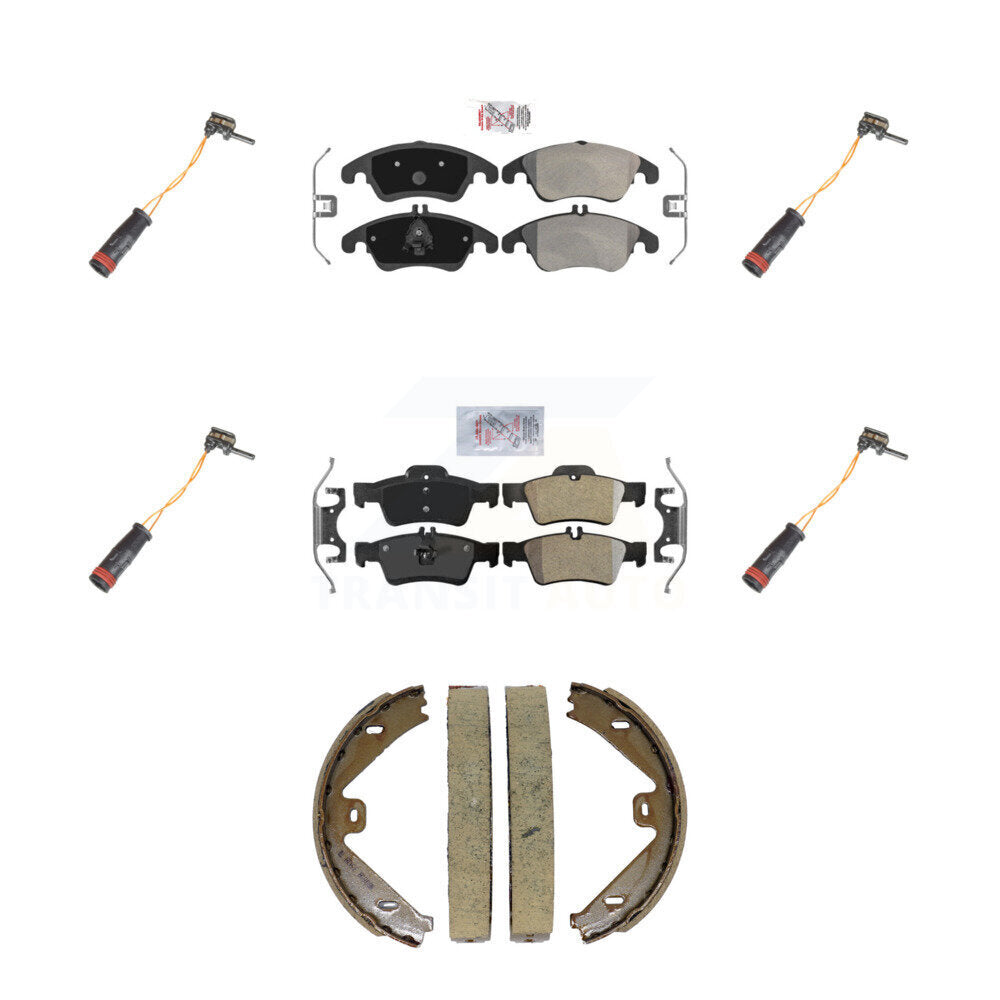 Ceramic Brake Pad & Wear Sensor Front Rear Kit (7Pc) For Mercedes-Benz E350 E250