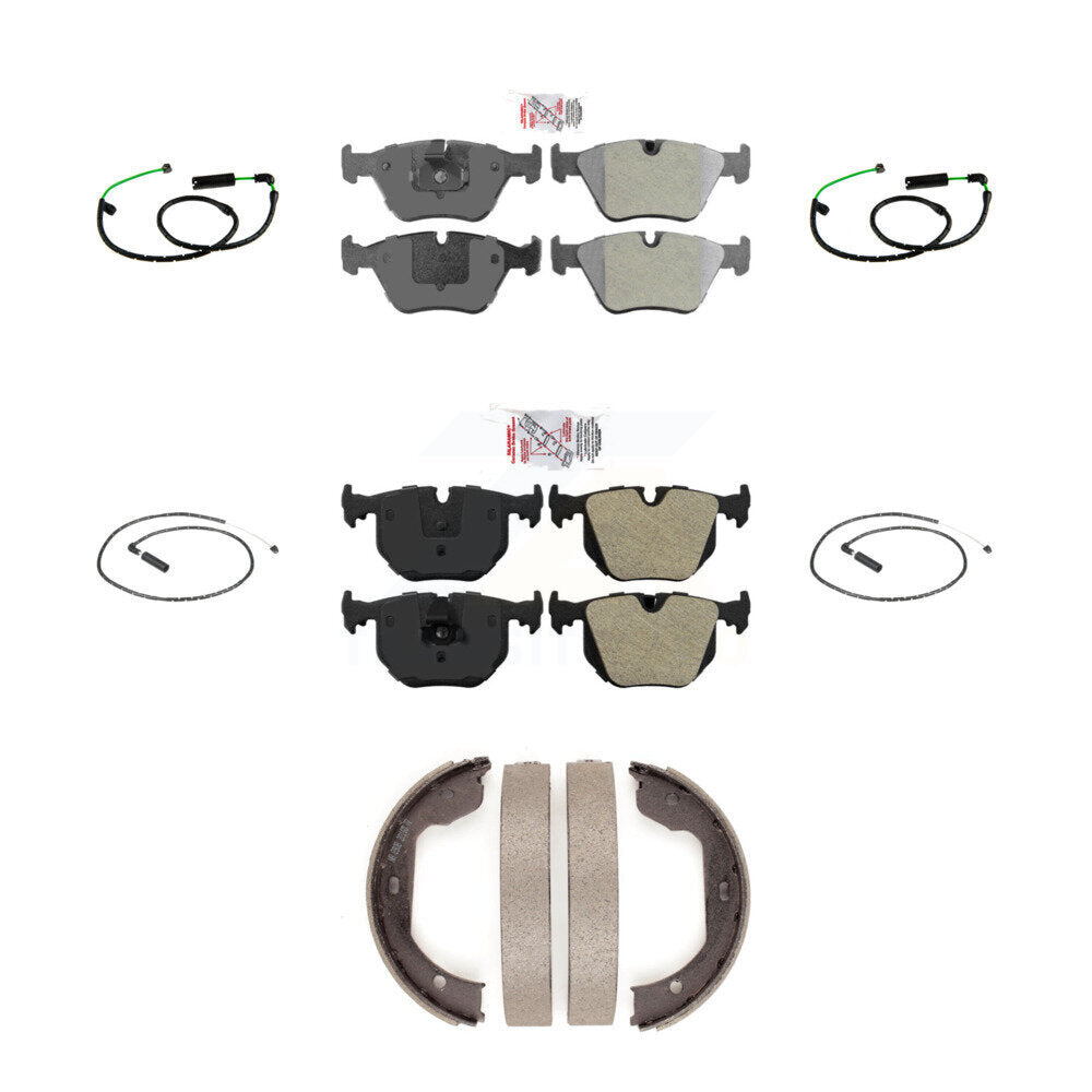 Ceramic Disc Brake Pads And Wear Sensors Front Rear Kit (7Pc) For BMW X3 3.0L