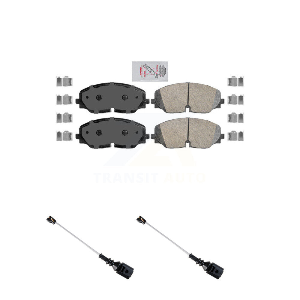 Ceramic Disc Brake Pads & Wear Sensor Front Kit For Volkswagen Atlas Cross Sport