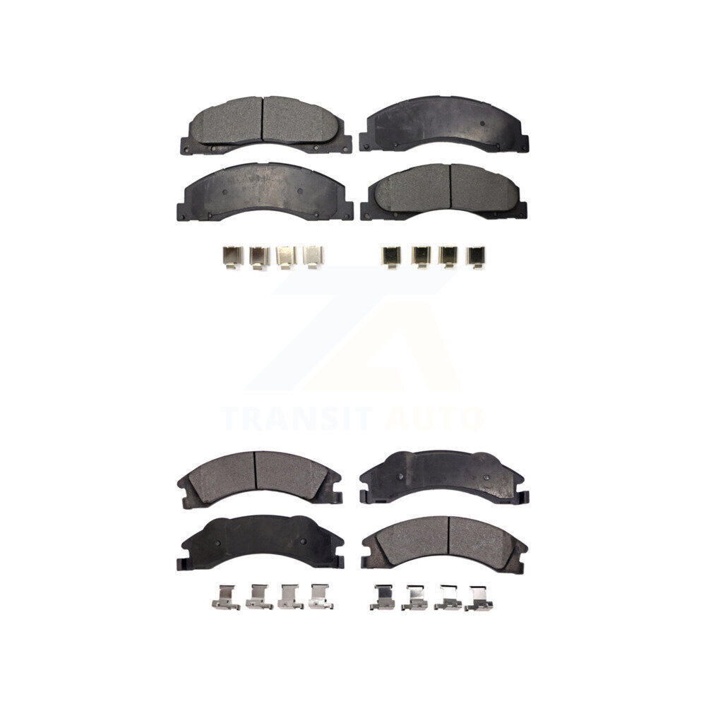 Semi-Metallic Brake Pads Front Rear Kit For Ford E-350 Super Duty E-250 E-150