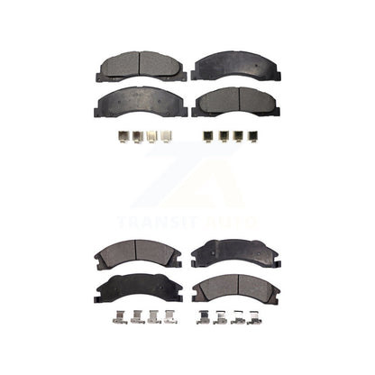 Semi-Metallic Brake Pads Front Rear Kit For Ford E-350 Super Duty E-250 E-150