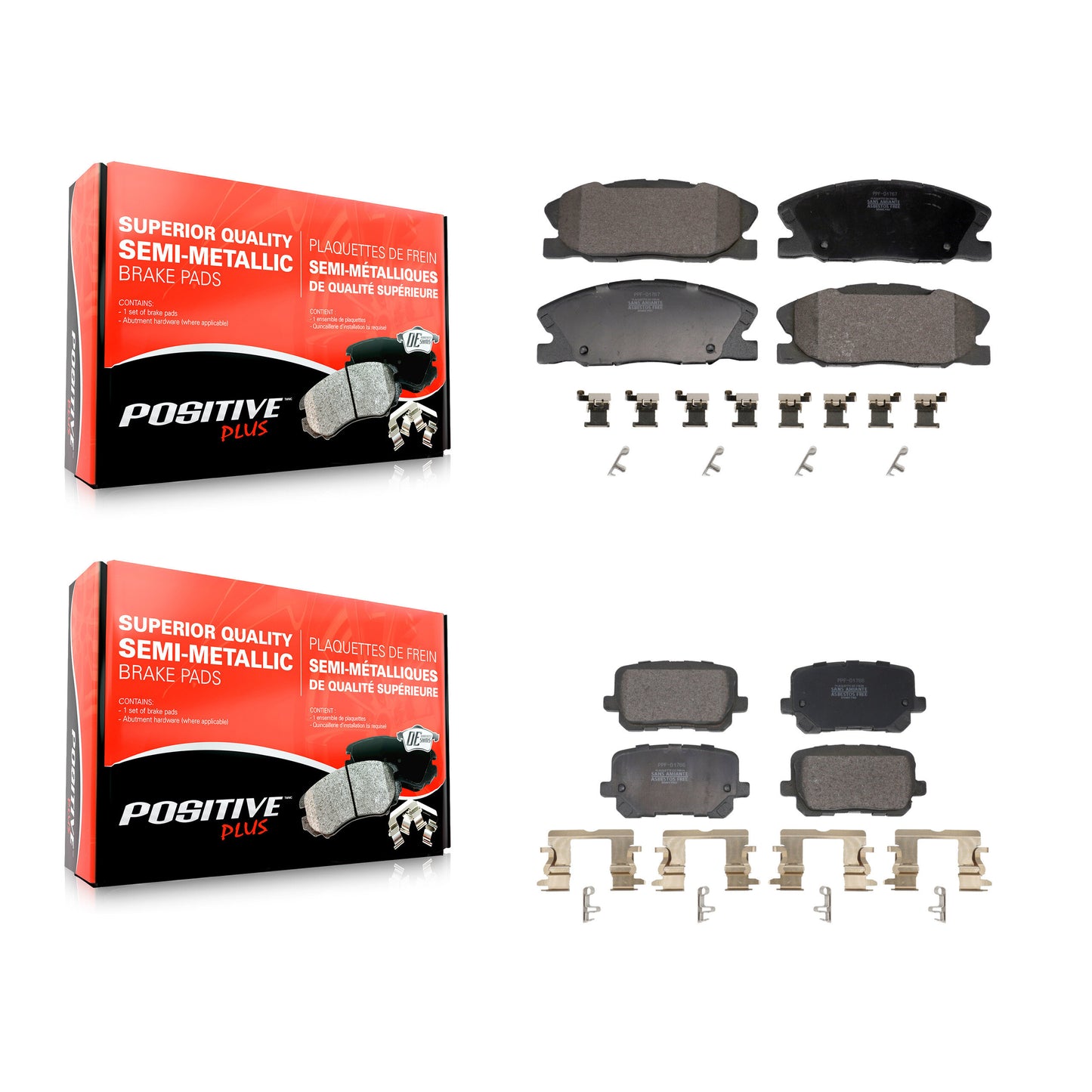 Semi-Metallic Brake Pads Front Rear Kit For 2014-2023 Dodge Charger RWD