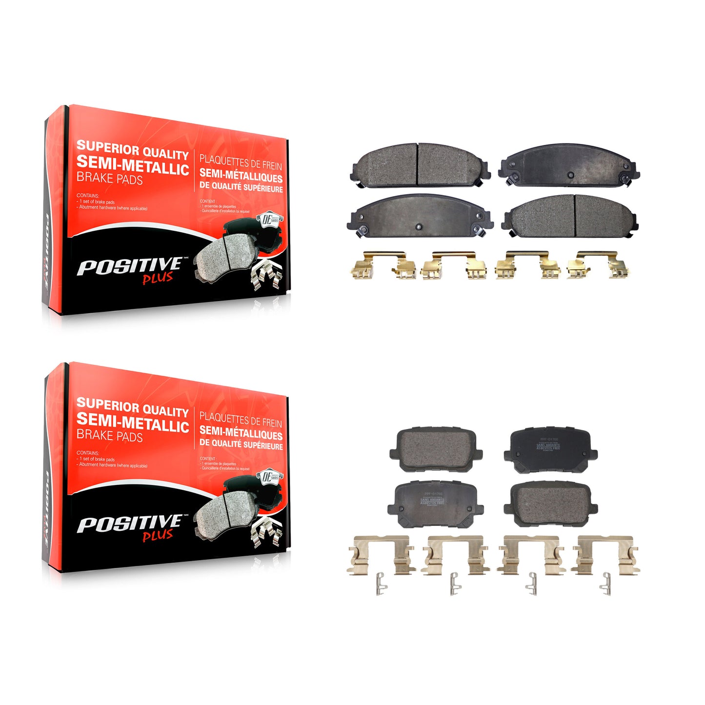 Semi-Metallic Brake Pad Front Rear Kit For 2014-2018 Dodge Charger RWD with 5.7L