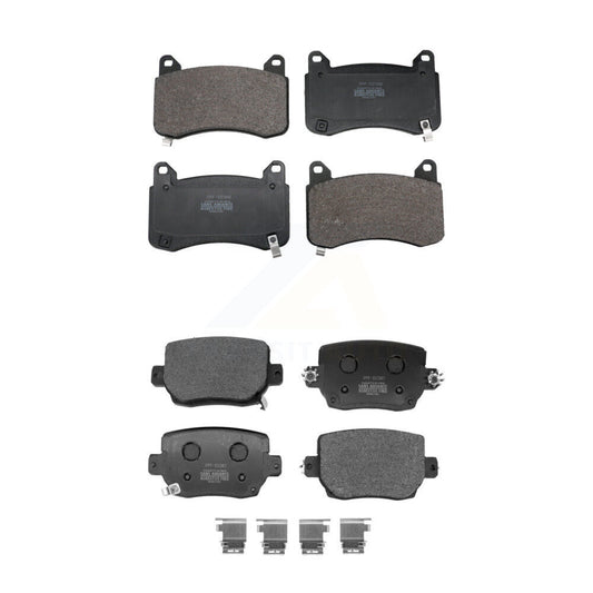 Semi-Metallic Brake Pads Front Rear Kit For Tesla 3 With Red Painted Calipers