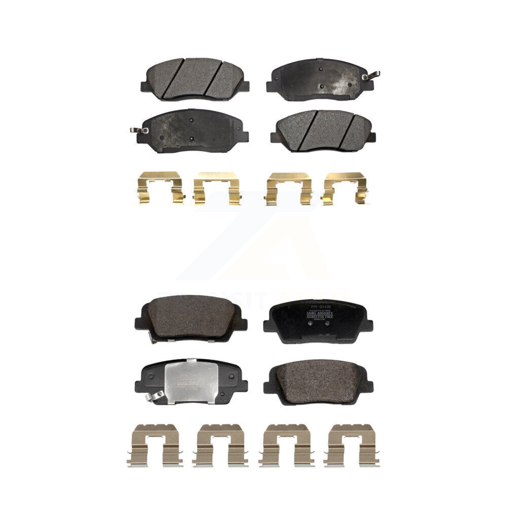 Semi-Metallic Brake Pads Front Rear Kit For 2013-2016 Hyundai Santa Fe XL 3.3L