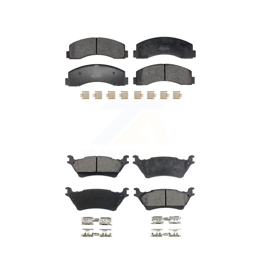 Semi-Metallic Brake Pads Front Rear Kit For Ford F-150 With Manual Parking