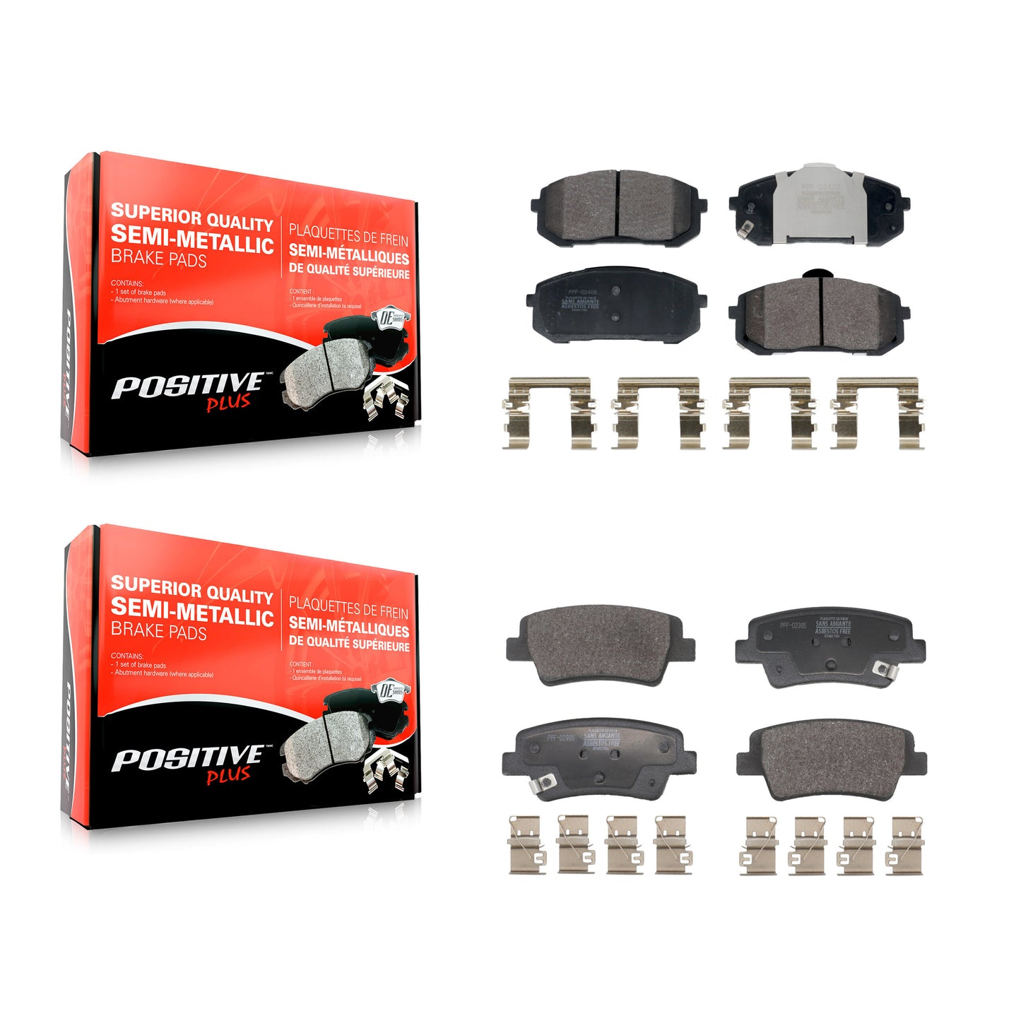 Semi-Metallic Brake Pads Front Rear Kit For Hyundai Elantra