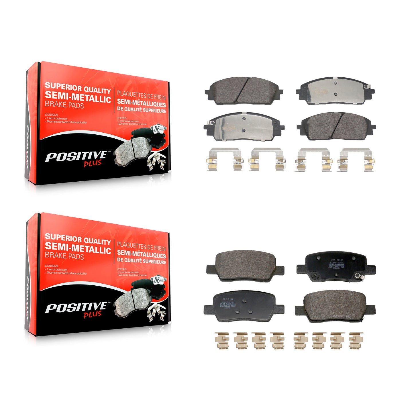 Semi-Metallic Brake Pads Front Rear Kit For 2022-2024 Kia Carnival