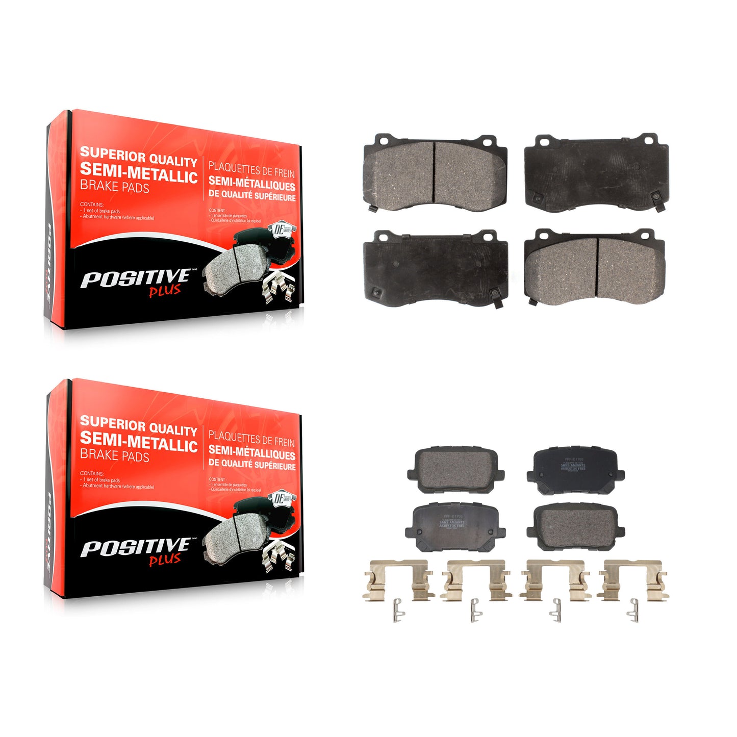 Semi-Metallic Brake Pads Front Rear Kit For Dodge Charger