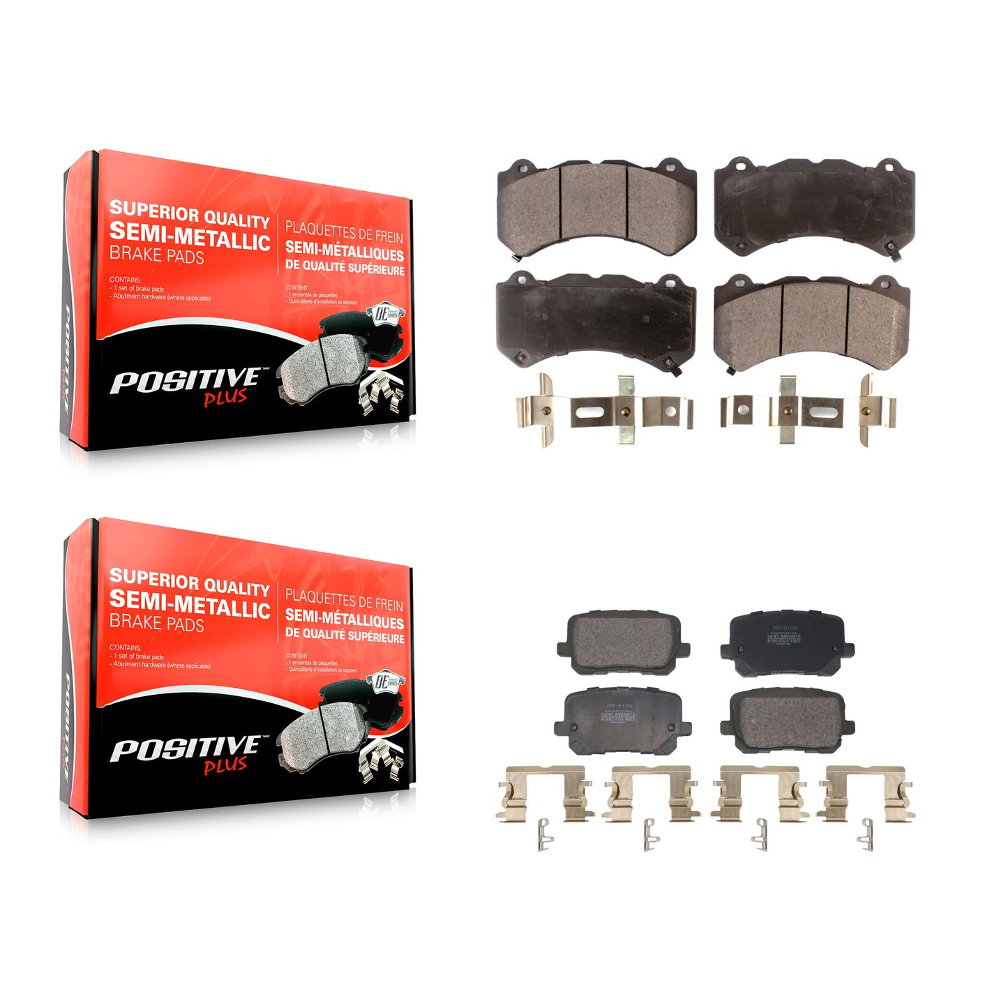 Semi-Metallic Brake Pads Front Rear Kit For Dodge Charger