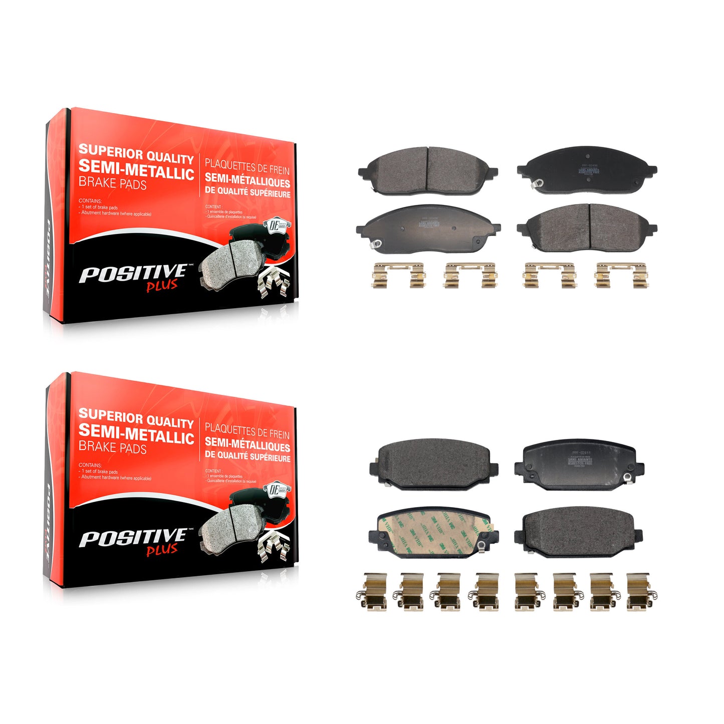Semi-Metallic Brake Pads Front Rear Kit For 2021-2023 Jeep Grand Cherokee L