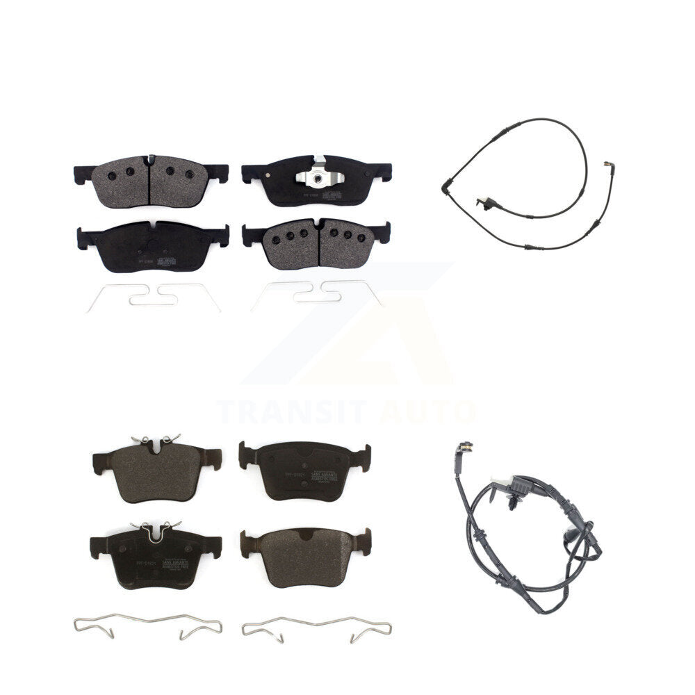 Semi-Metallic Disc Brake Pads And Wear Sensors Front Rear Kit For