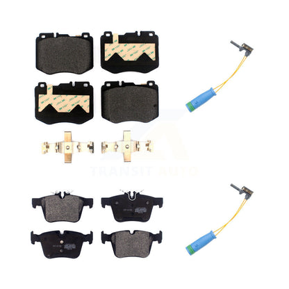 Semi-Metallic Brake Pad & Wear Sensor Front Rear Kit For Mercedes-Benz C300 C400