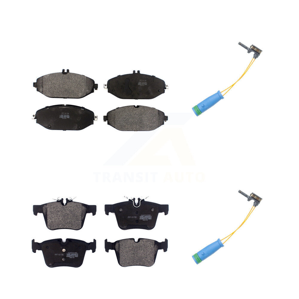 Semi-Metallic Disc Brake Pad & Wear Sensor Front Rear Kit For Mercedes-Benz C300