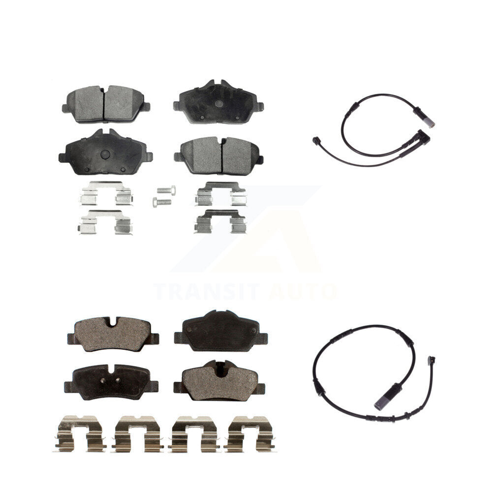 Semi-Metallic Disc Brake Pads And Wear Sensors Front Rear Kit For Mini Cooper