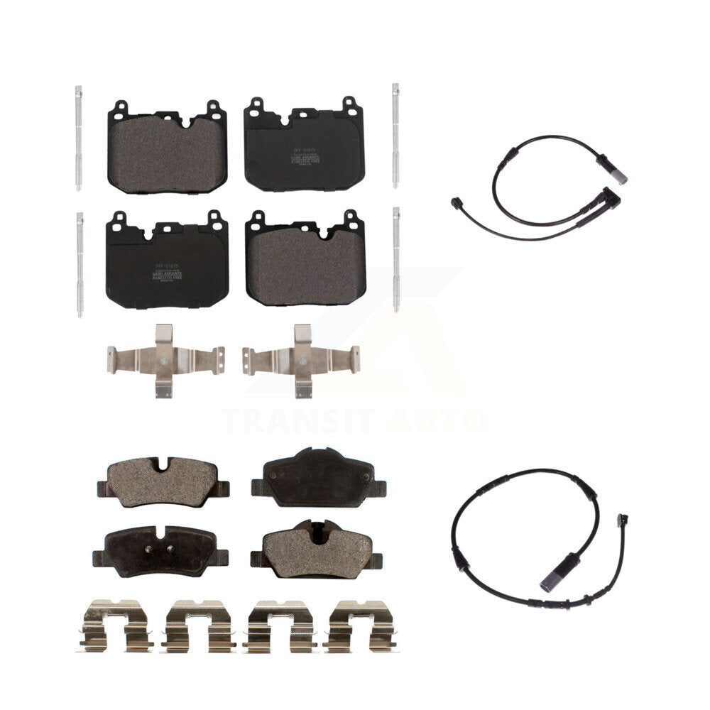 Semi-Metallic Disc Brake Pads And Wear Sensors Front Rear Kit For Mini Cooper