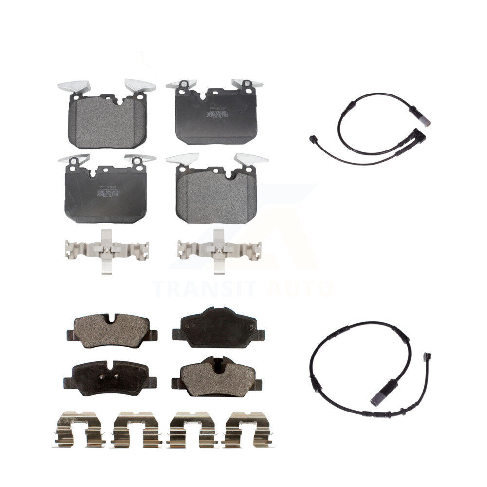 Semi-Metallic Disc Brake Pads And Wear Sensors Front Rear Kit For Mini Cooper