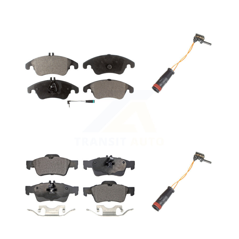Semi-Metallic Brake Pads Extra Wear Sensor Front Rear Kit For Mercedes-Benz E350