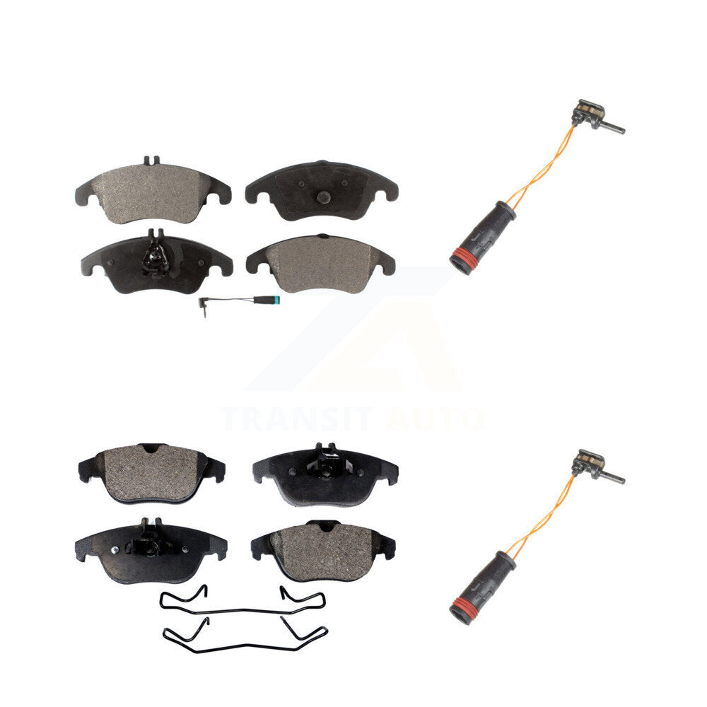 Semi-Metallic Brake Pads Extra Wear Sensor Front Rear Kit For Mercedes-Benz C300