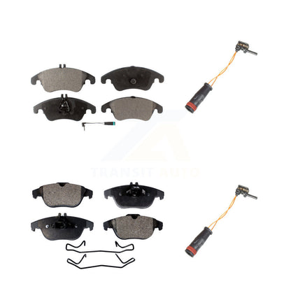 Semi-Metallic Brake Pads Extra Wear Sensor Front Rear Kit For Mercedes-Benz C300