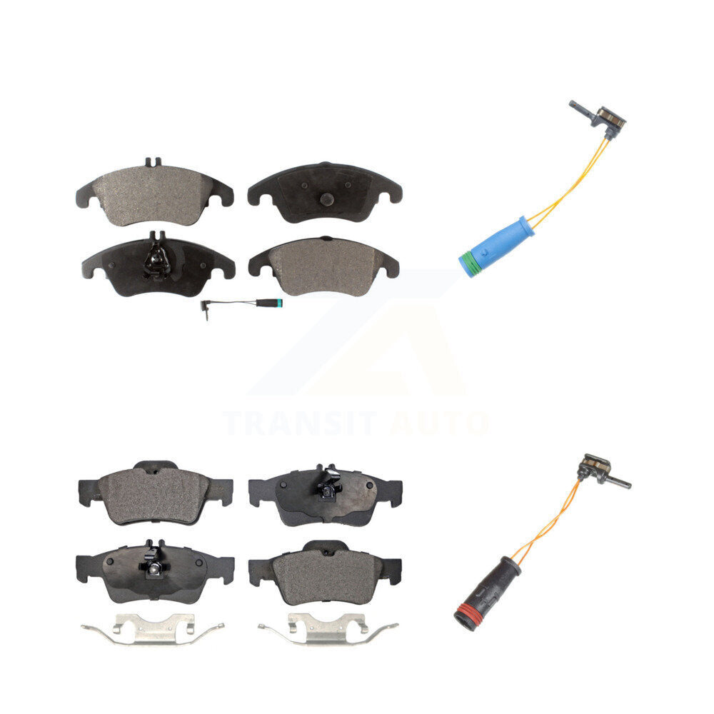Semi-Metallic Brake Pads Extra Wear Sensor Front Rear Kit For Mercedes-Benz E400