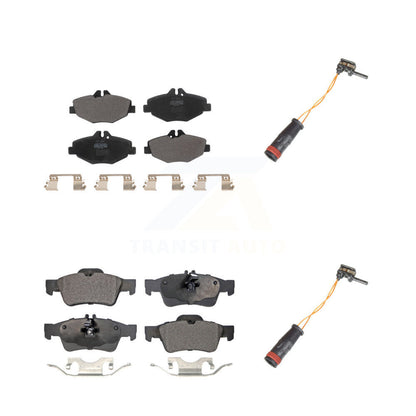 Semi-Metallic Brake Pads & Wear Sensor Front Rear Kit For Mercedes-Benz E350 RWD