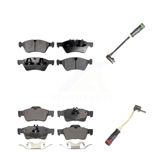 Semi-Metallic Disc Brake Pad & Wear Sensor Front Rear Kit For Mercedes-Benz E550