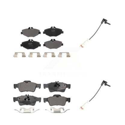Semi-Metallic Disc Brake Pad & Wear Sensor Front Rear Kit For Mercedes-Benz E320