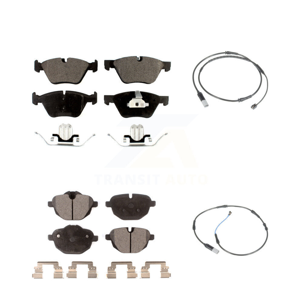 Semi-Metallic Disc Brake Pads And Wear Sensors Front Rear Kit For BMW 528i