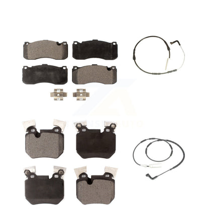 Semi-Metallic Brake Pad & Wear Sensor Front Rear Kit For 2008-2010 BMW 135i 3.0L