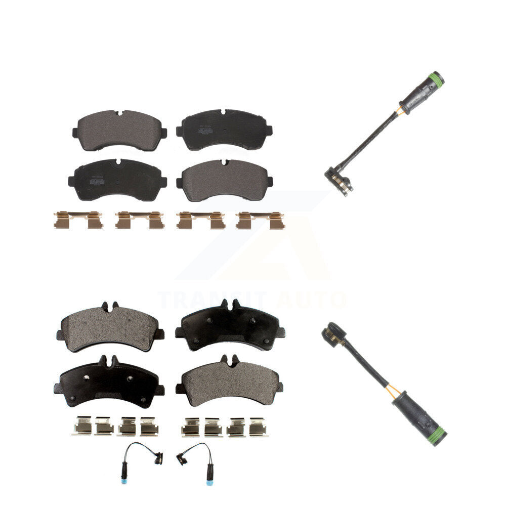 Semi-Metallic Brake Pads Extra Wear Sensor Front Rear Kit For Mercedes-Benz 3500