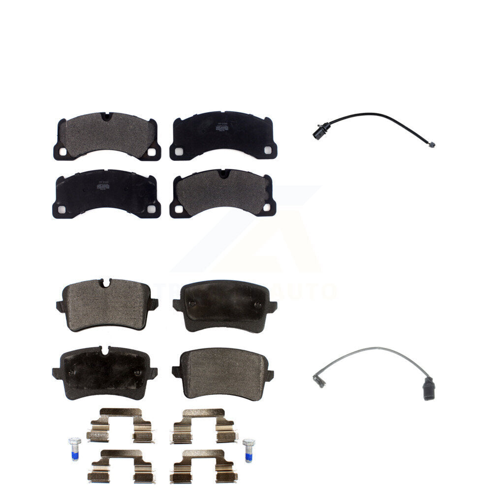 Semi-Metallic Brake Pad & Wear Sensor Front Rear Kit For 2017 Porsche Macan 2.0L