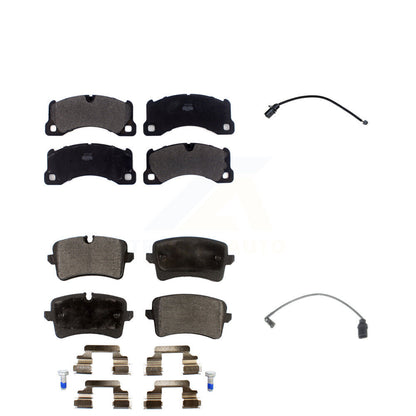Semi-Metallic Brake Pad & Wear Sensor Front Rear Kit For 2017 Porsche Macan 2.0L