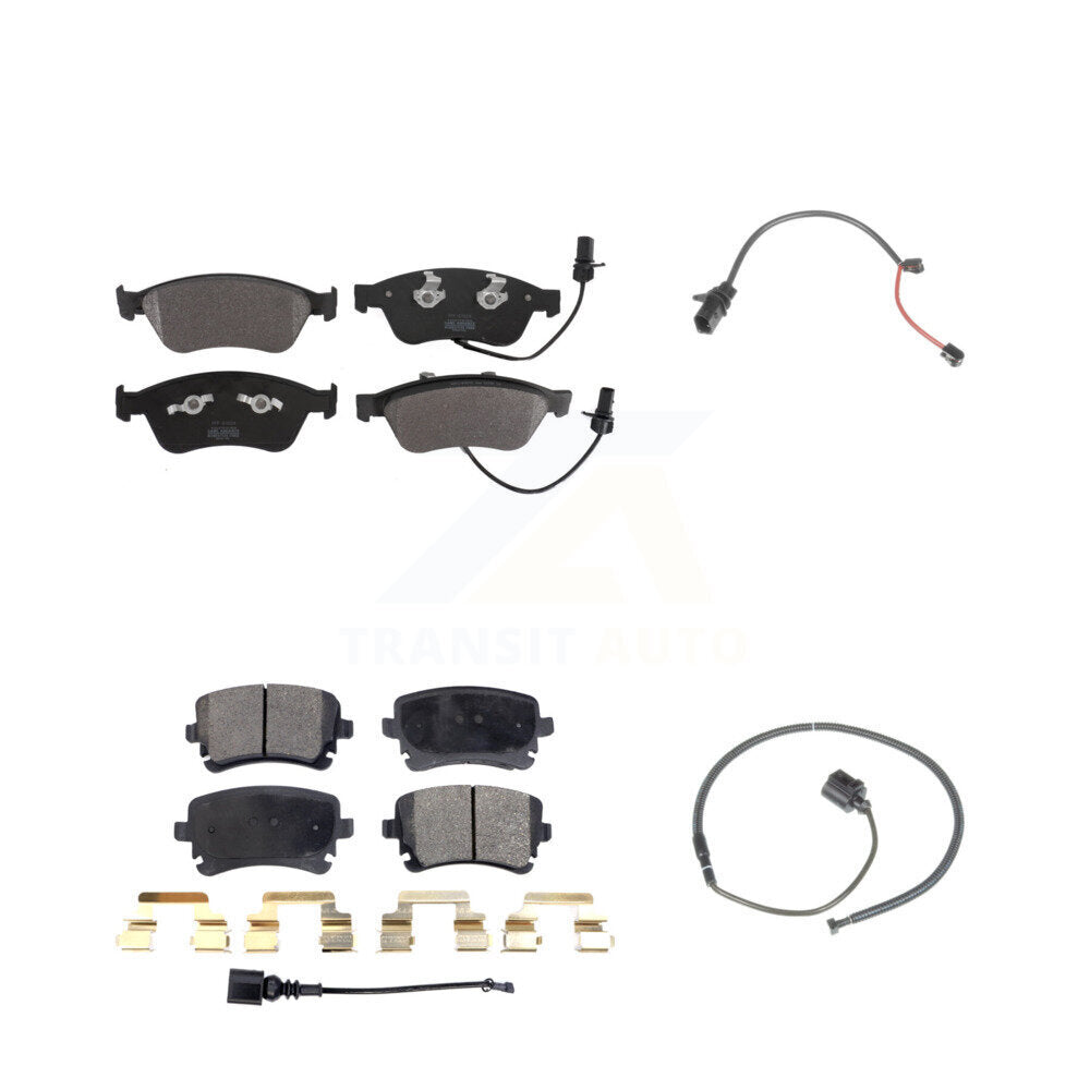 Semi-Metallic Brake Pad & Extra Wear Sensor Front Rear Kit For 2011 Audi S6 5.2L