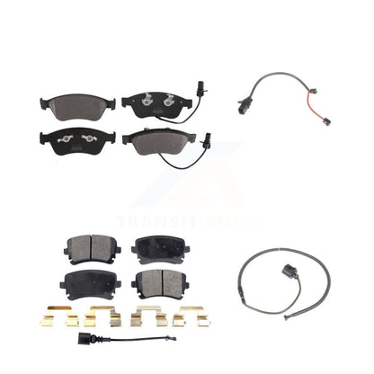 Semi-Metallic Brake Pad & Extra Wear Sensor Front Rear Kit For 2011 Audi S6 5.2L