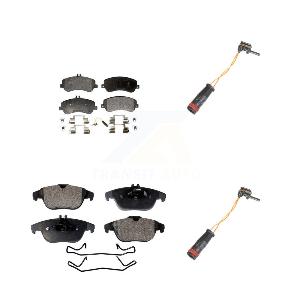 Semi-Metallic Disc Brake Pads Extra Wear Sensor Front Rear Kit For Mercedes-Benz