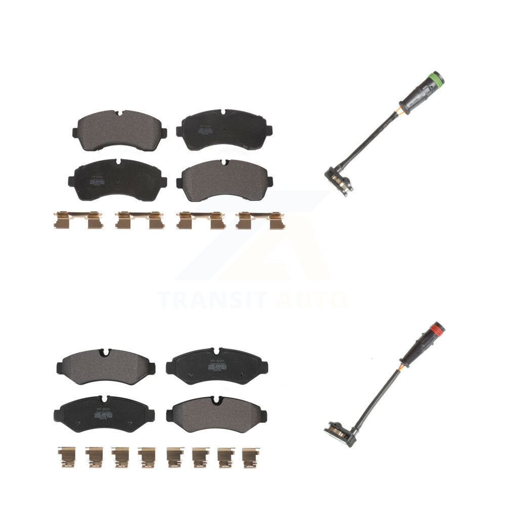 Semi-Metallic Brake Pads & Wear Sensor Front Rear Kit For Mercedes-Benz Sprinter