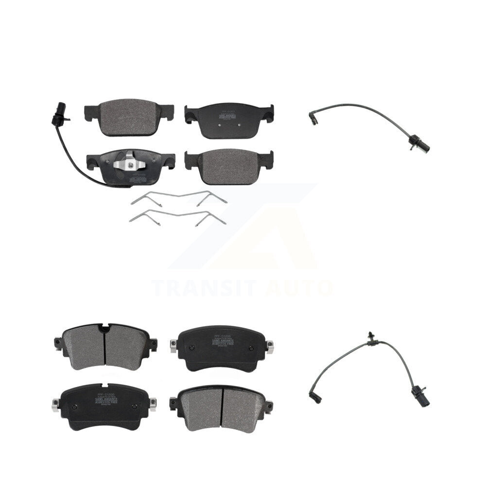 Semi-Metallic Brake Pad And Extra Wear Sensor Front Rear Kit For Audi A4 Quattro