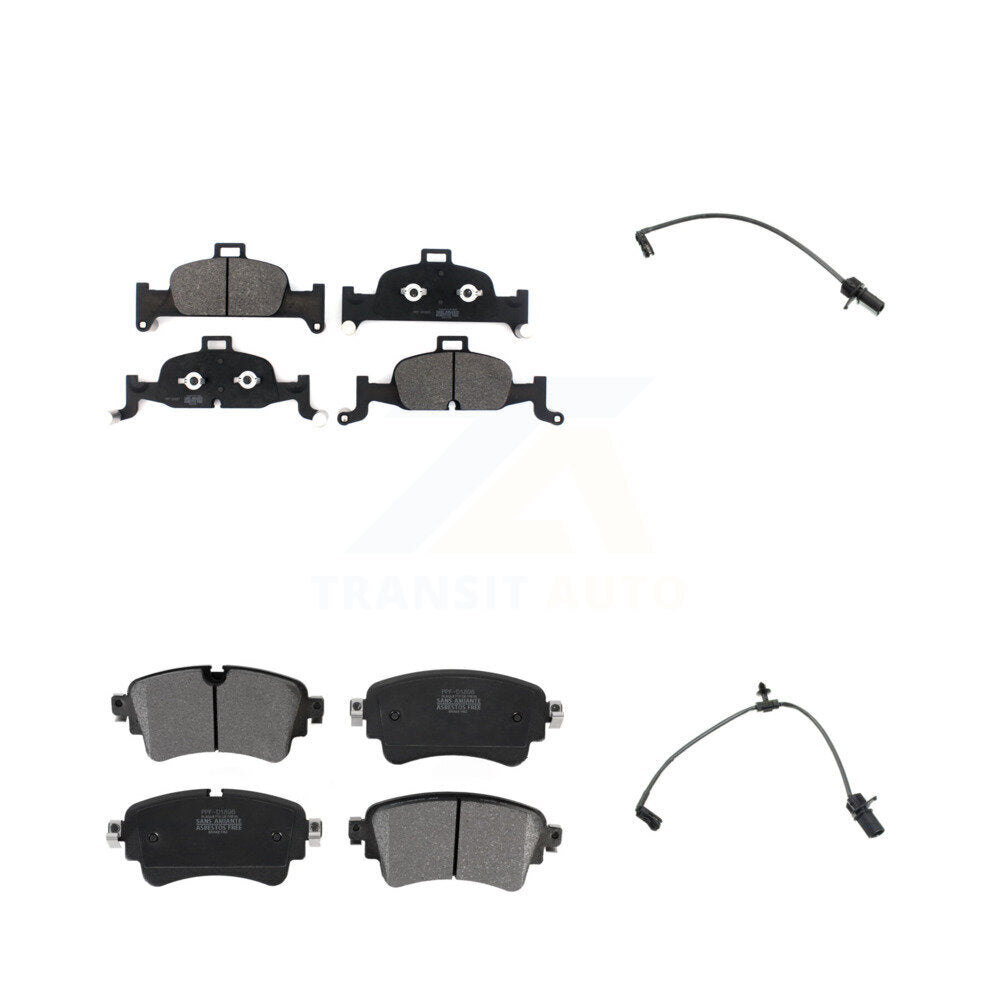 Semi-Metallic Disc Brake Pad & Wear Sensor Front Rear Kit For Audi A4 Quattro A5