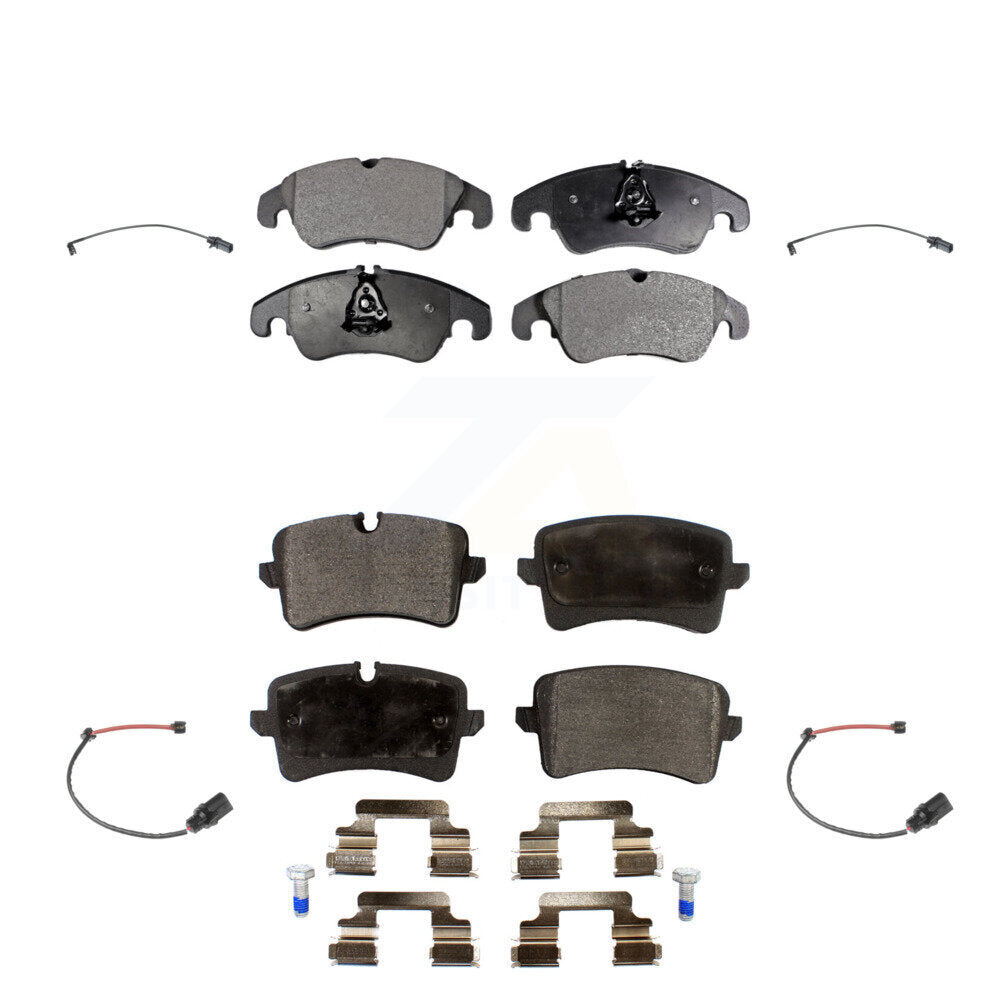 Semi-Metallic Disc Brake Pads And Wear Sensors Front Rear Kit For 2012 Audi A6